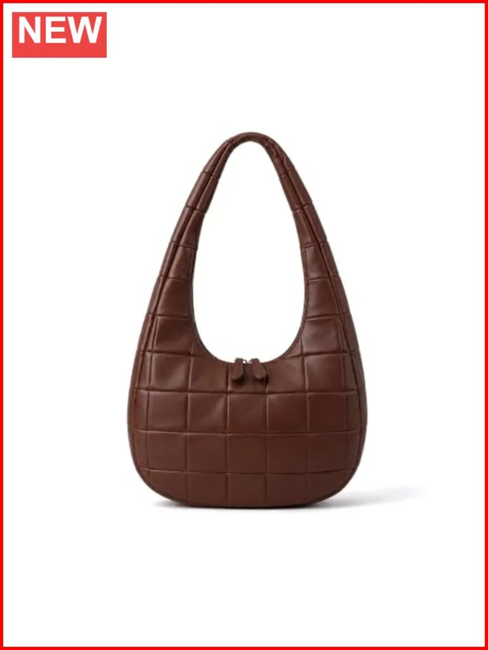 Soft PU Leather Crescent Hobo Shoulder Bag Dual Zipper Patchwork Women